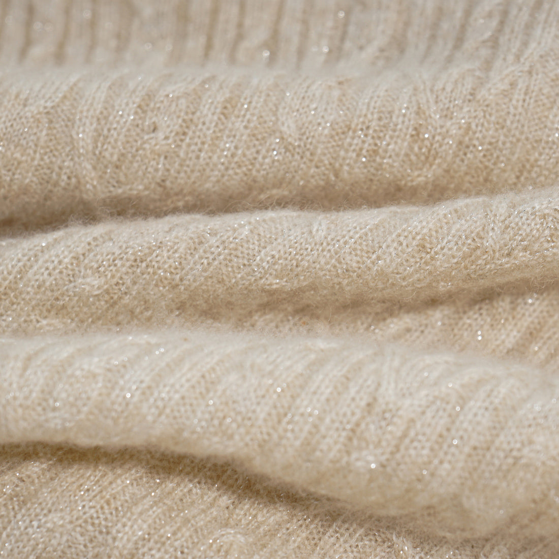 “Autumn Diary” 100% Cashmere羽絮葉脈紋銀織針織上衣—Golden Grain穗光