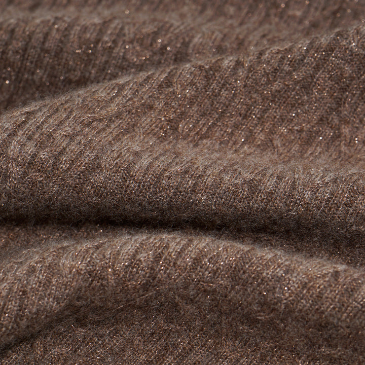 “Autumn Diary” 100% Cashmere羽絮葉脈紋銀織針織上衣—Elmwood澄木