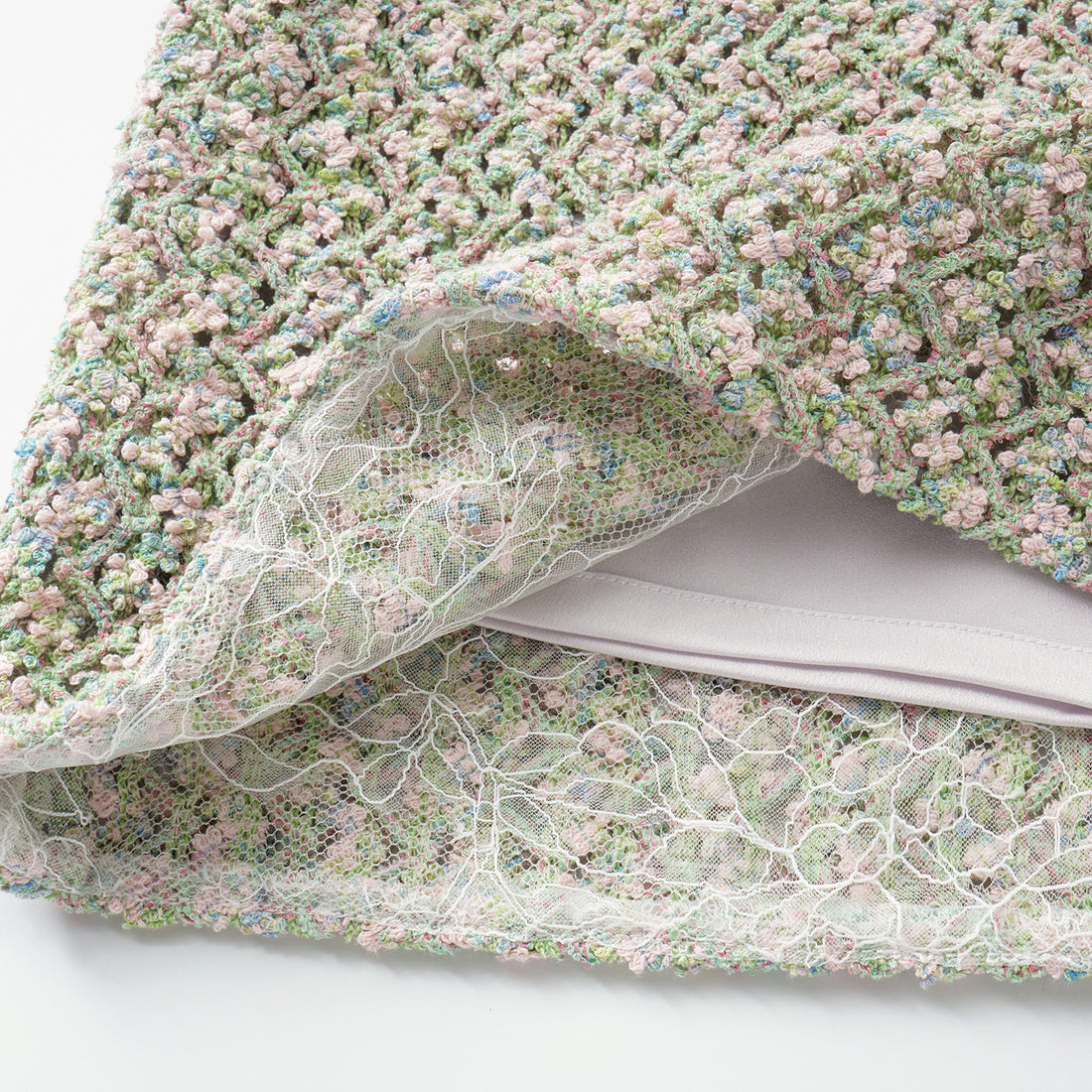 “Sloane Ave."法國高級訂製蕾絲勾織花呢褲裙 —Dewdrop Bloom莫內睡蓮・晨露