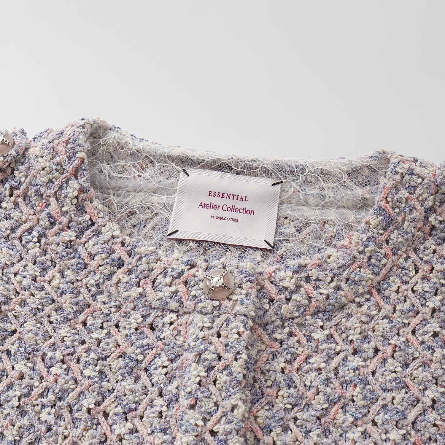 “Sloane Ave."法國高級訂製蕾絲勾織花呢馬甲背心 —Dreaming Pond莫內睡蓮・夢池