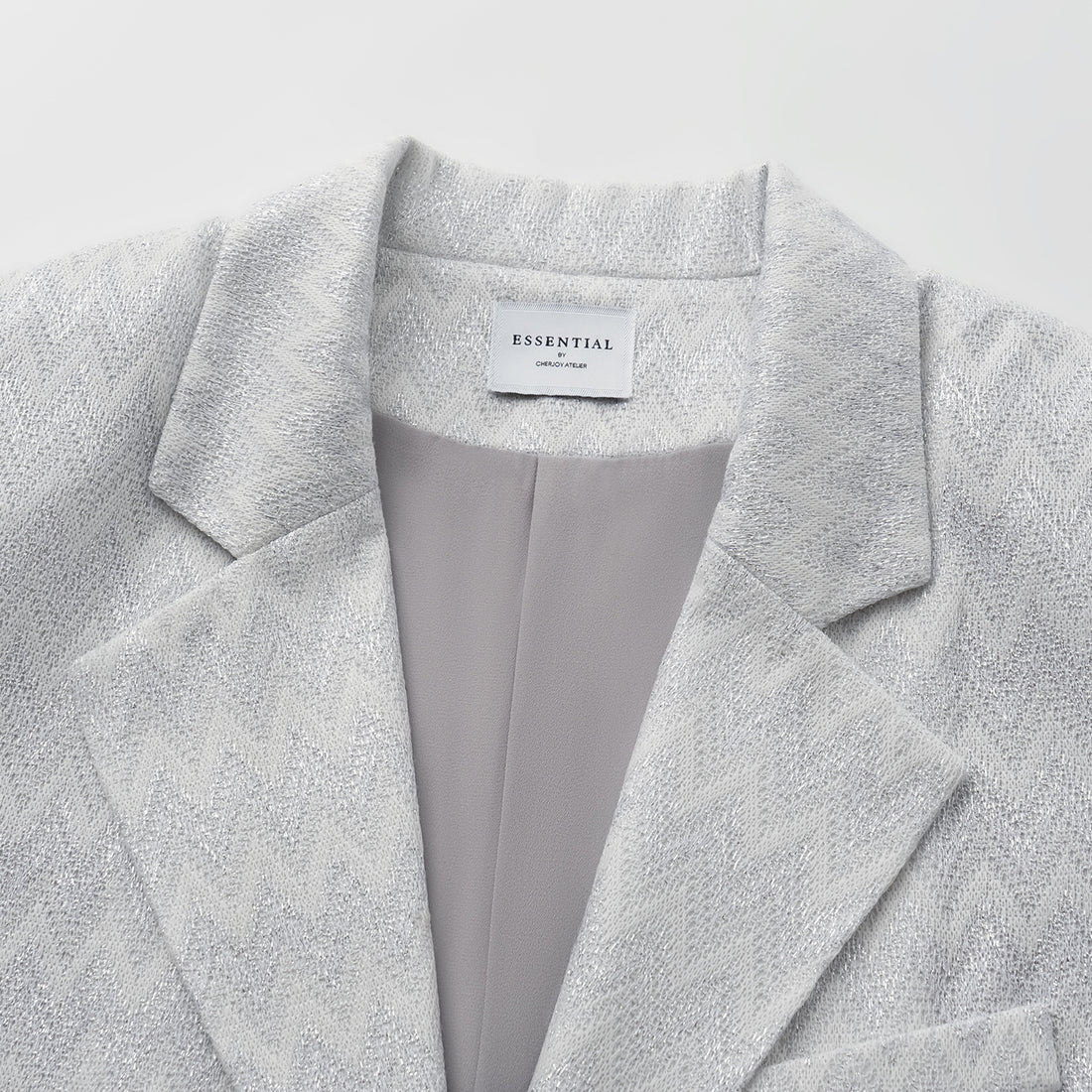 “Autumn Diary”義大利Chevron山形銀燦織紋針織西裝外套—Hazy Vale煙嵐悠境