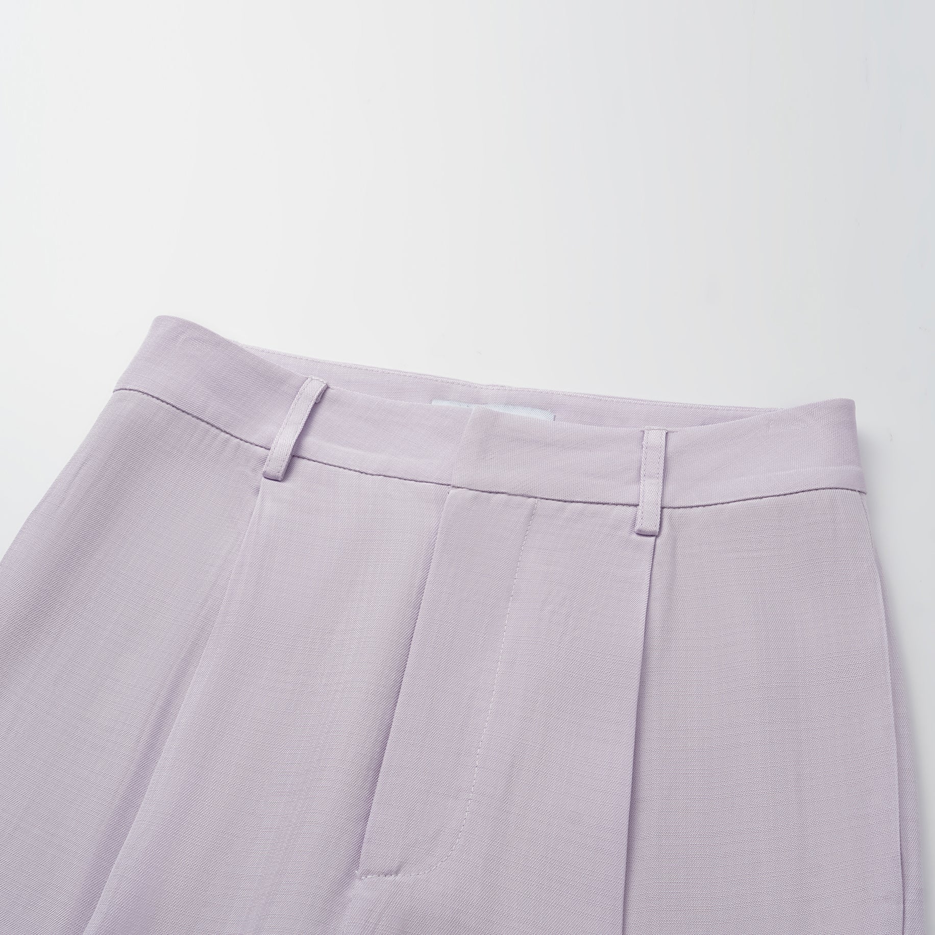 "Speak Sleek" 奢華輕薄麻感肌理醋酸立體剪裁寬褲—Lilac