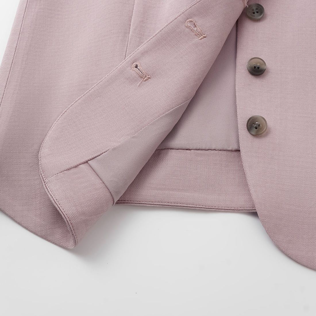 "Speak Sleek" 奢華輕薄麻感肌理醋酸綁帶西裝馬甲背心—Pink