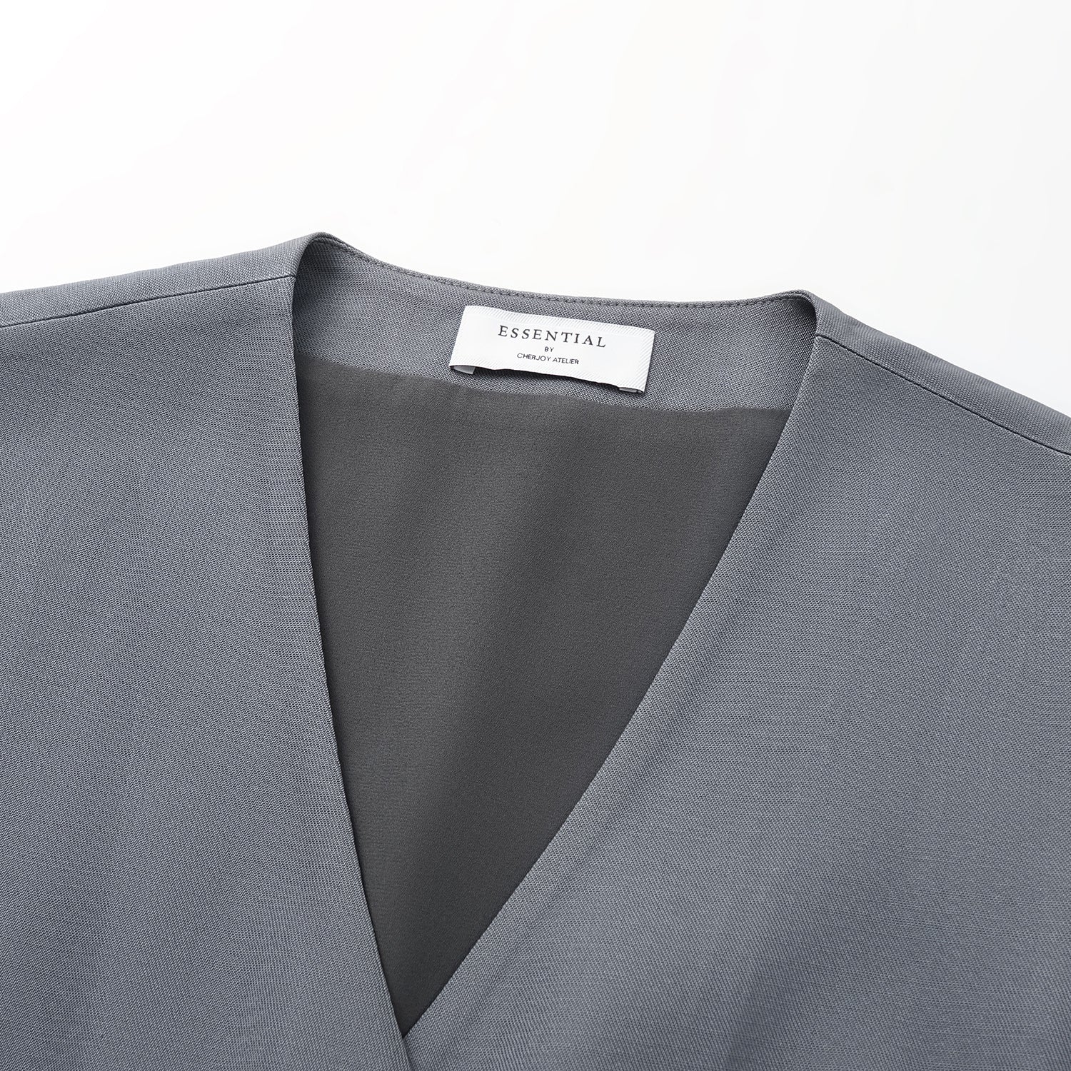 "Speak Sleek" 奢華輕薄麻感肌理醋酸綁帶西裝馬甲背心—Cloud