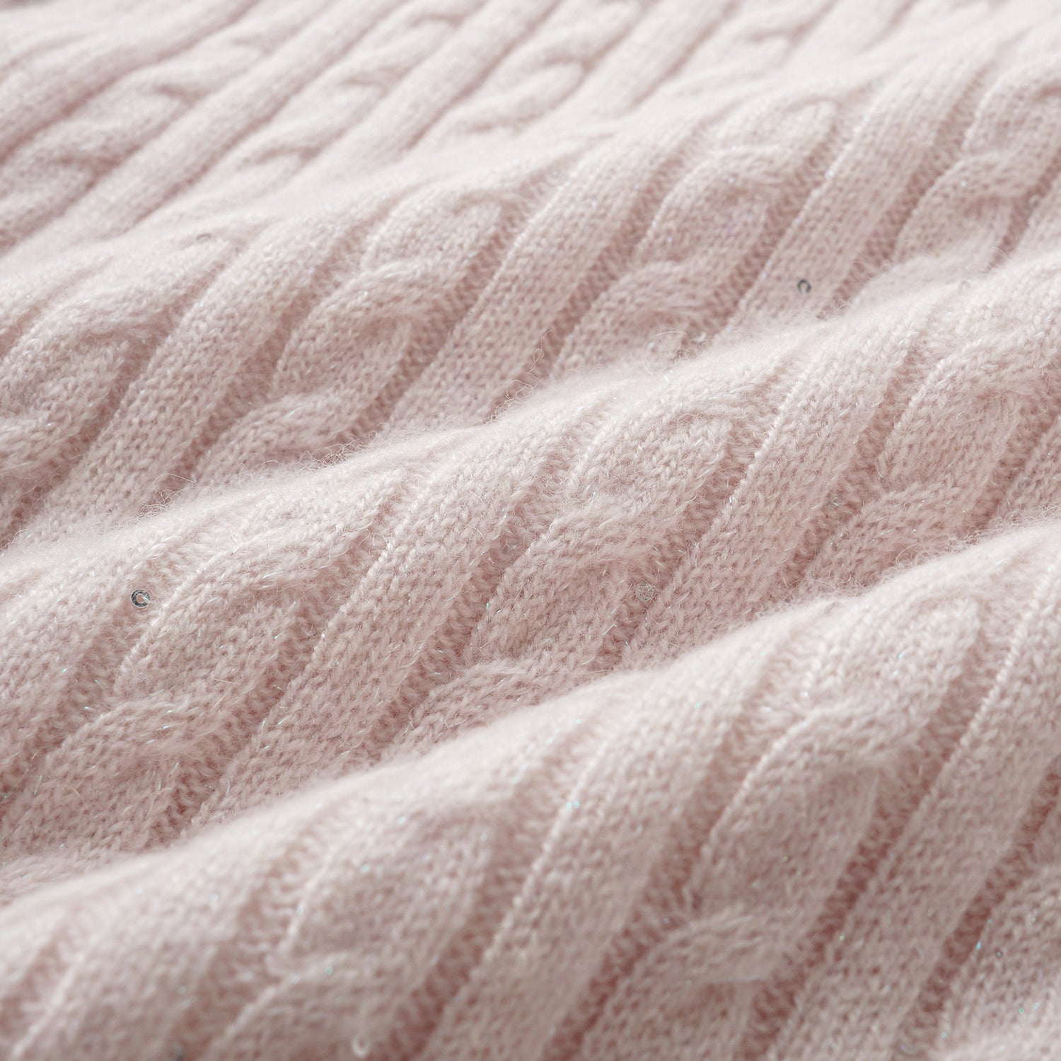 “Autumn Diary” 100% Cashmere 亮片麻花編織針織長褲—Blush Peony玫瑰晨露