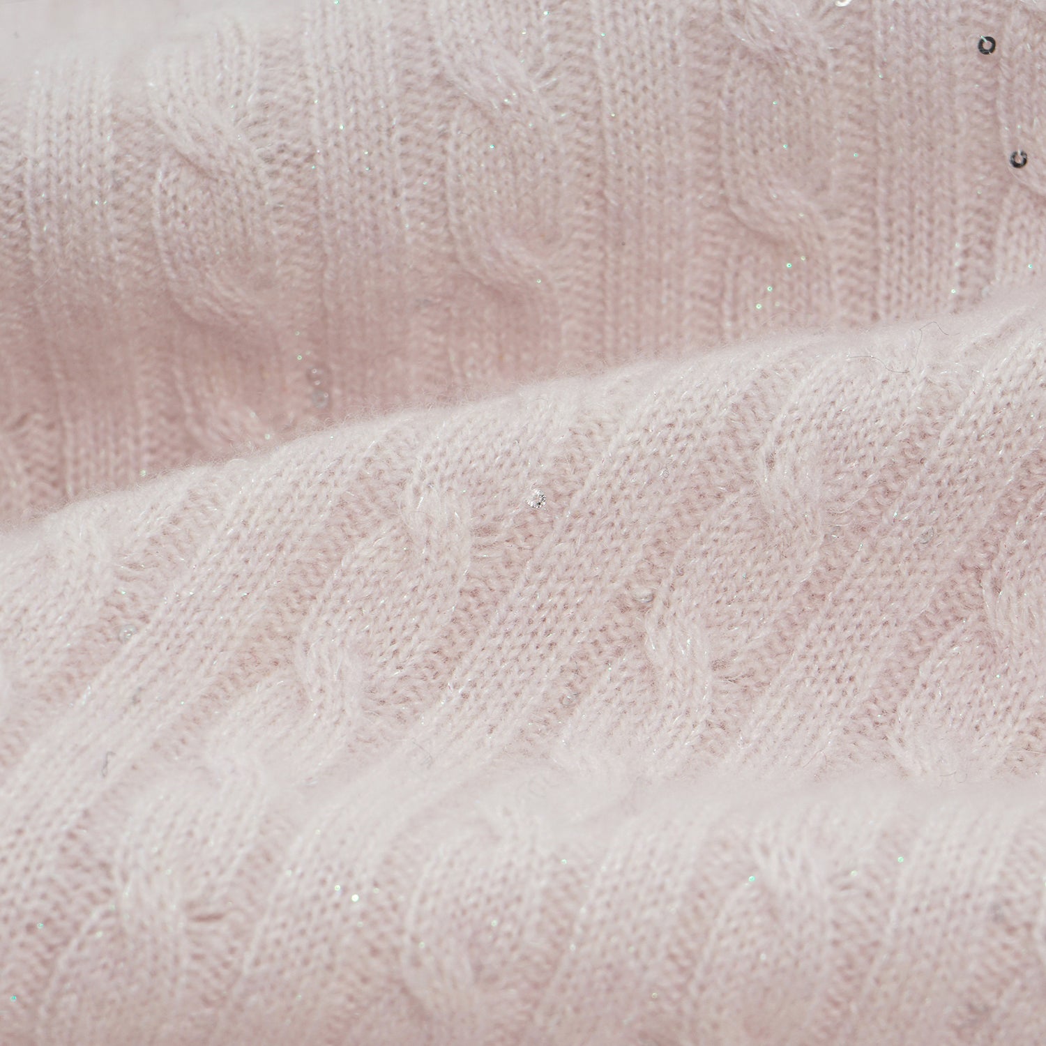 “Autumn Diary” 100% Cashmere 亮片麻花編織針織長褲—Blush Peony玫瑰晨露