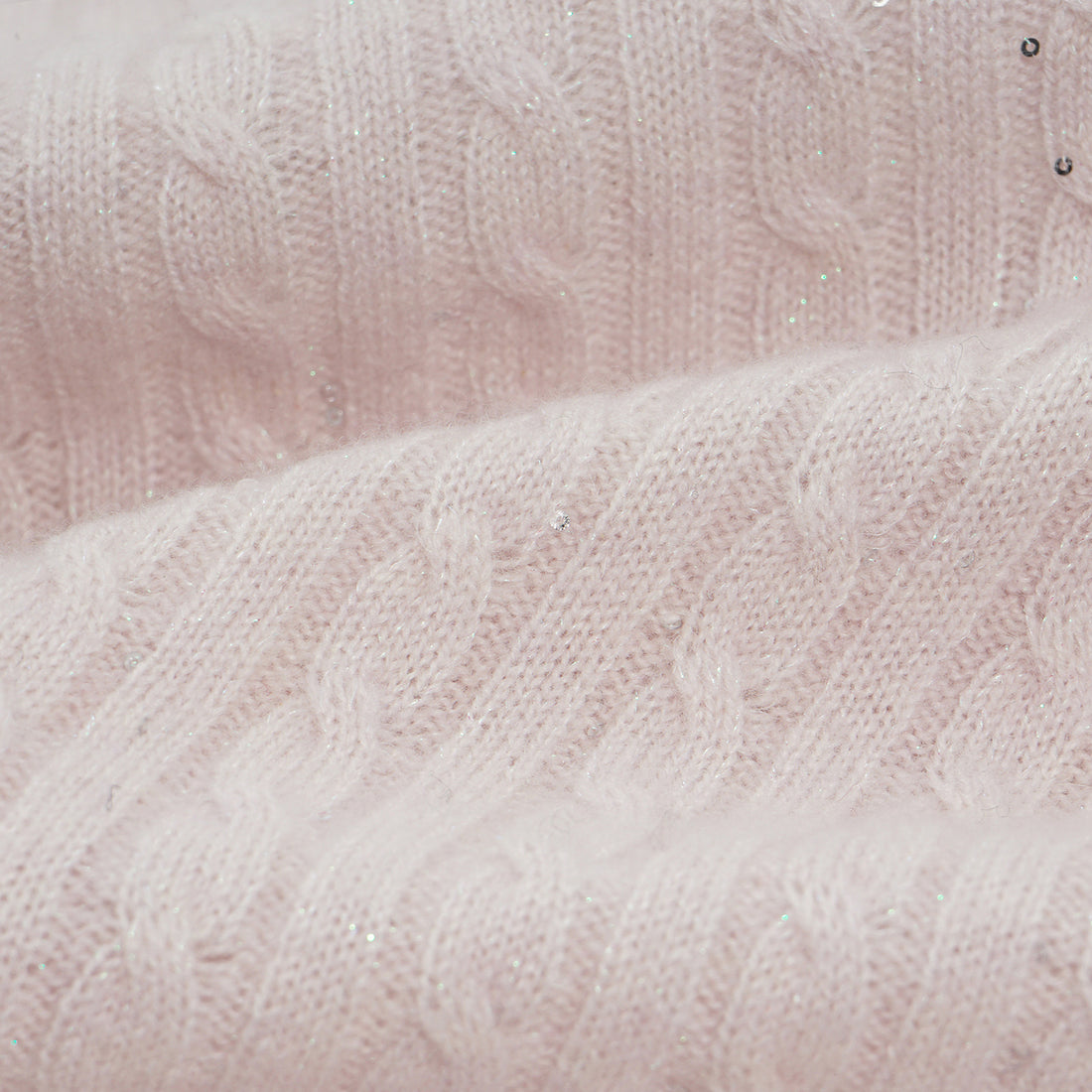 “Autumn Diary” 100% Cashmere 亮片麻花編織針織長褲—Blush Peony玫瑰晨露