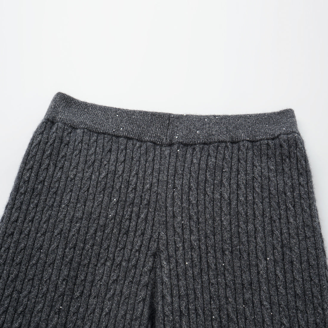 “Autumn Diary” 100% Cashmere 亮片麻花編織針織長褲—Cedar Smoke 雪松煙衫