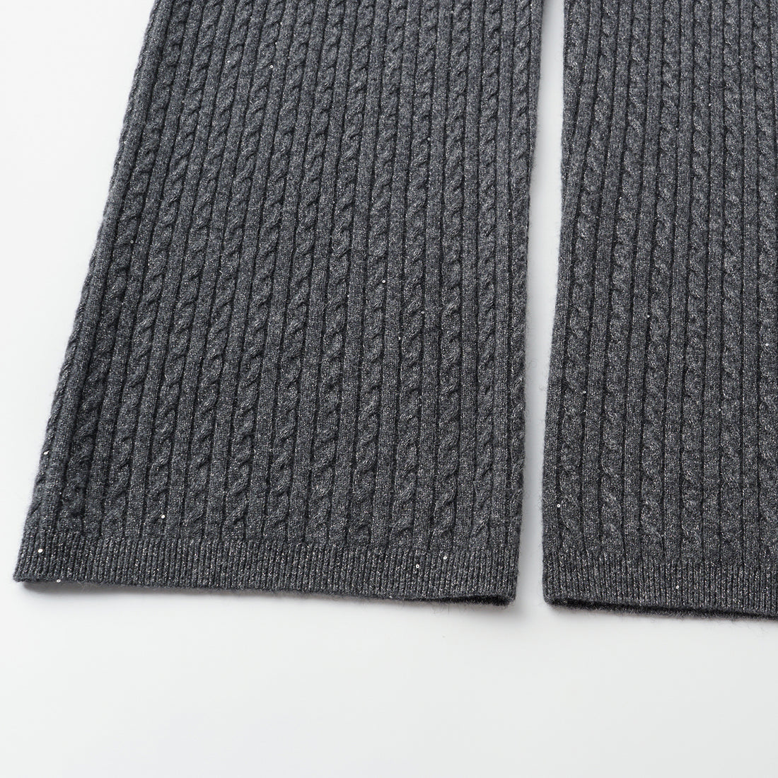 “Autumn Diary” 100% Cashmere 亮片麻花編織針織長褲—Cedar Smoke 雪松煙衫