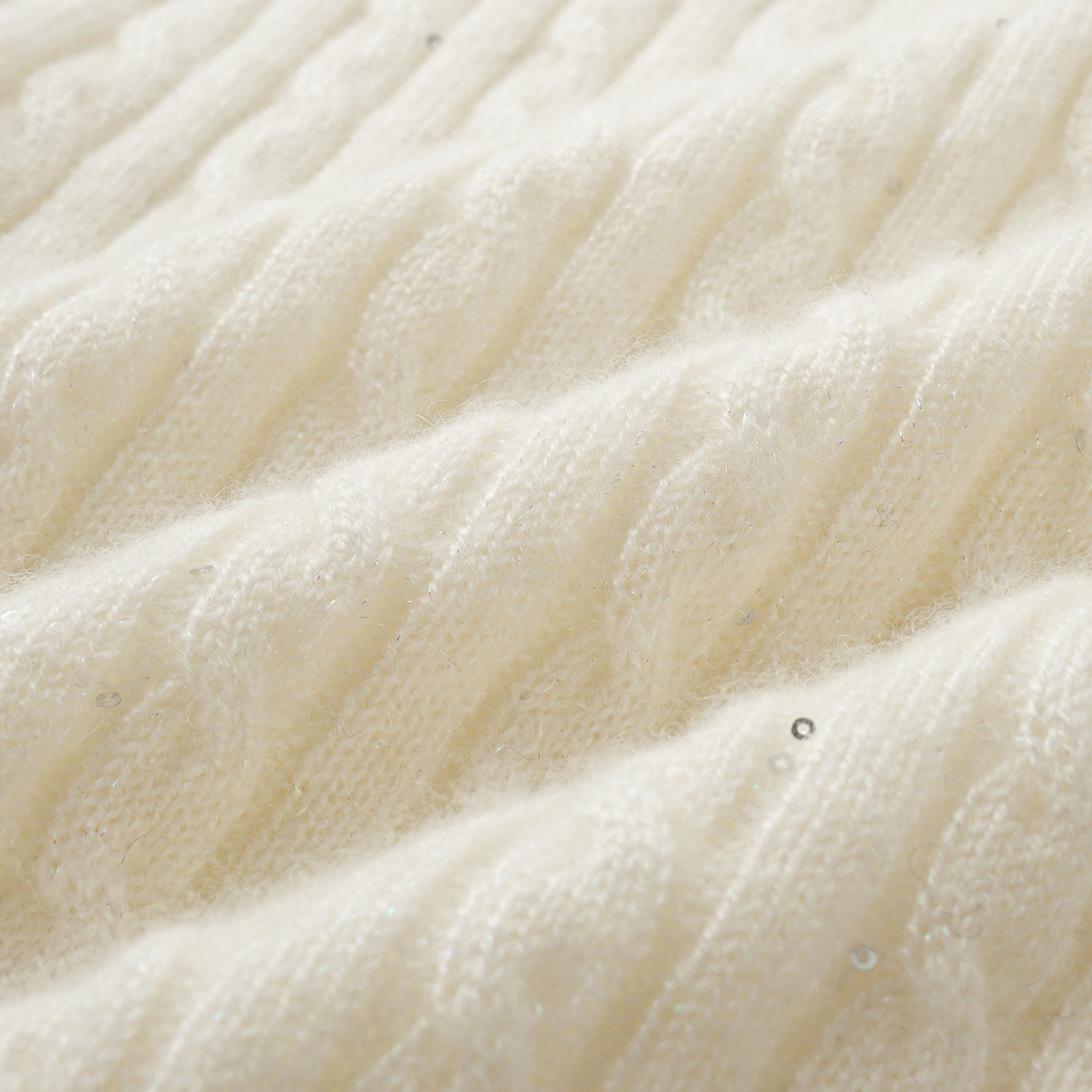 “Autumn Diary” 100% Cashmere 亮片麻花編織針織長褲—Sandal Light 檀香白茶