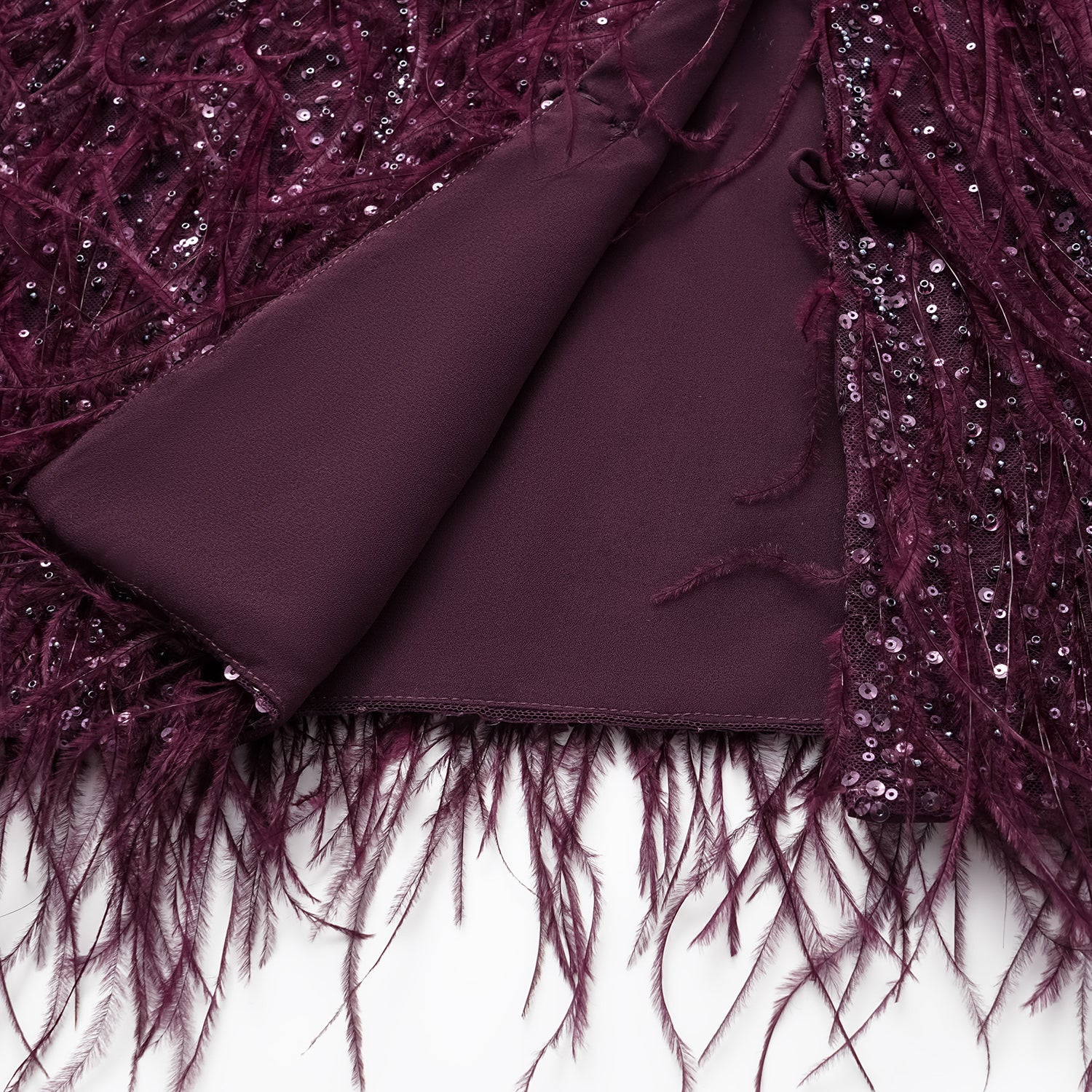 “Welcome to my party.” 珠繡羽毛工藝輕國風馬甲背心—Wine.