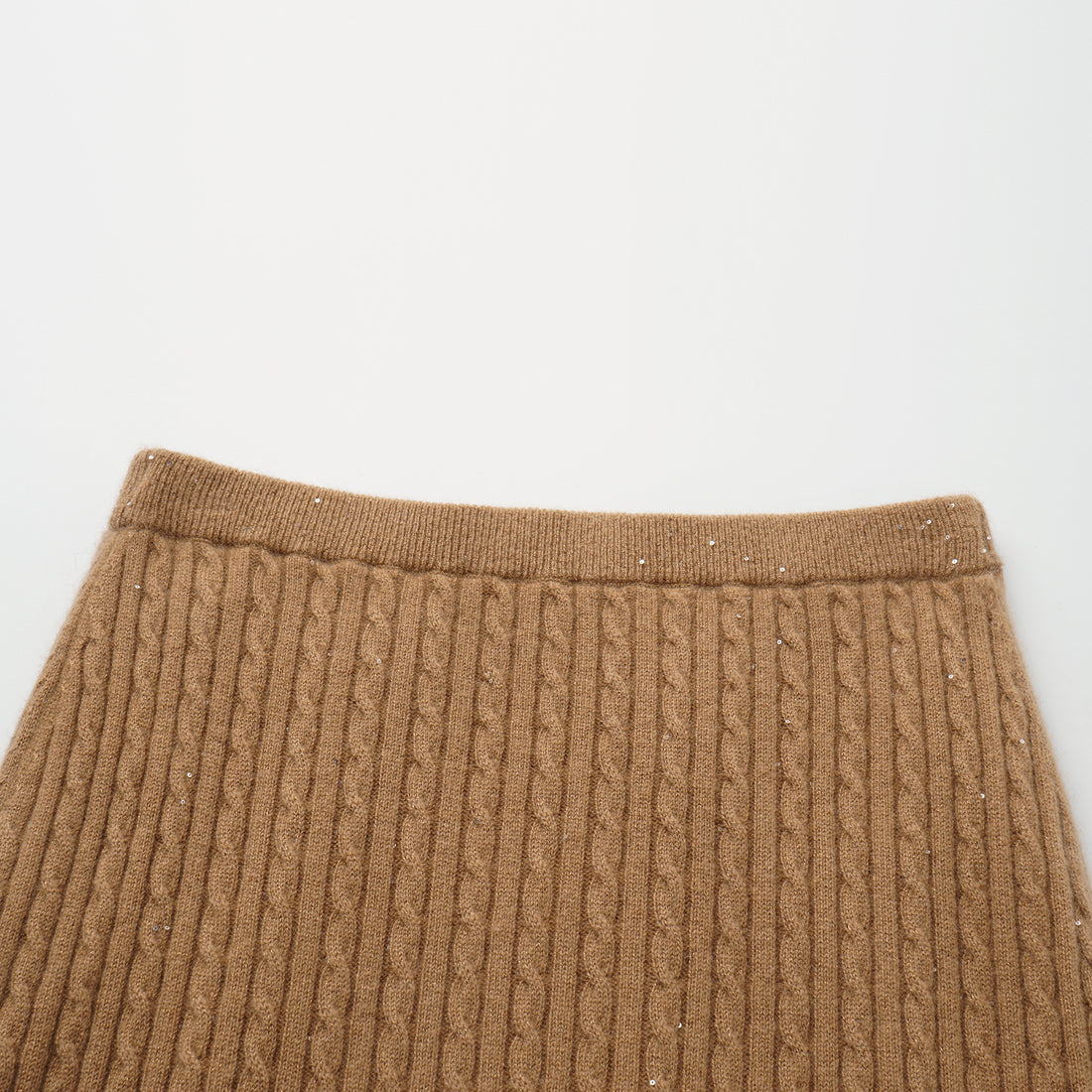 “Autumn Diary” 100% Cashmere極細絨柔星點針織鉛筆裙—Golden Acorn橡果暖陽