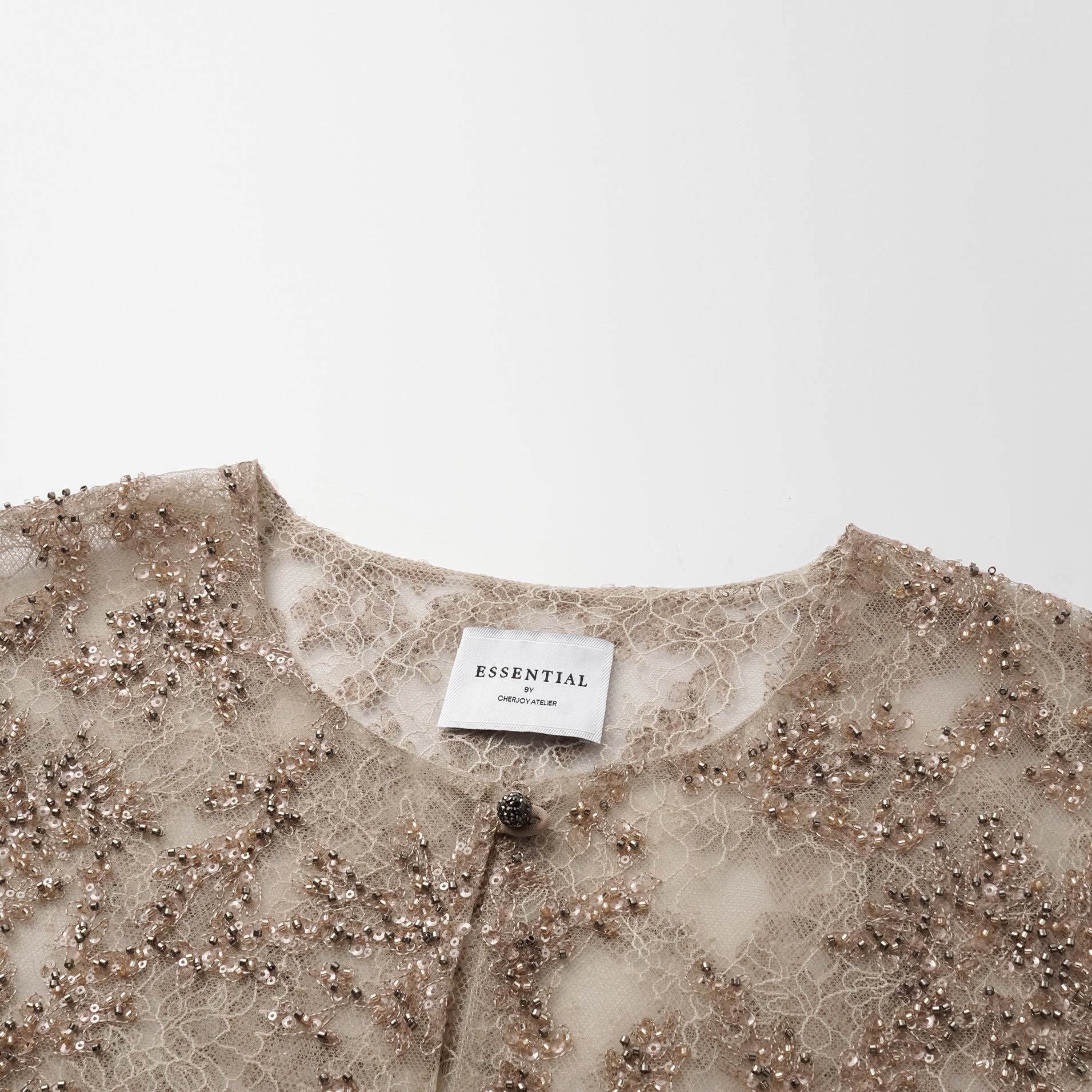 “茶宴” 奢華珠綉蕾絲輕國風披肩外套—Gold