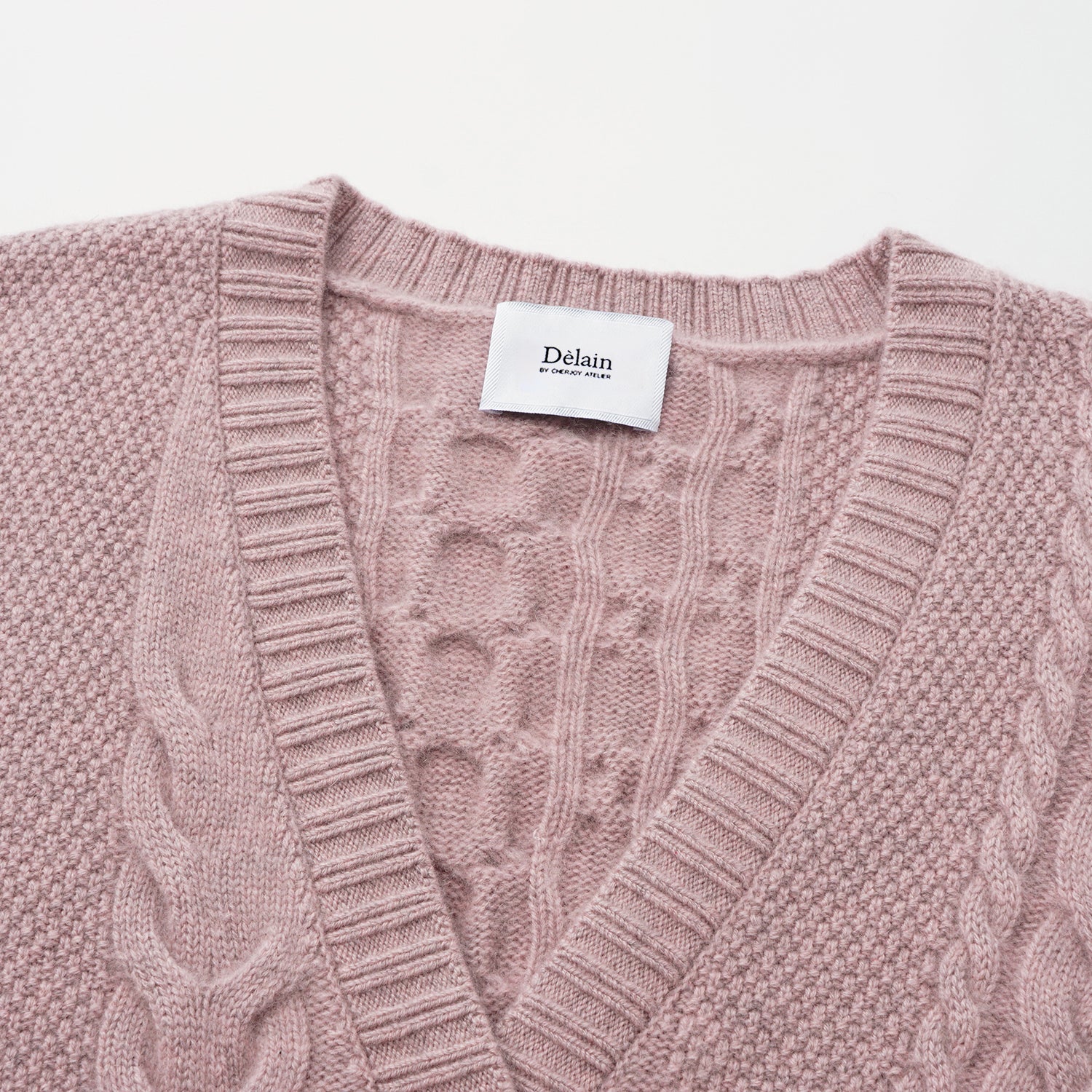 “Spring Diary” 100% Cashmere 立體編結針織開衫—Rosé Manuscript玫瑰詩稿