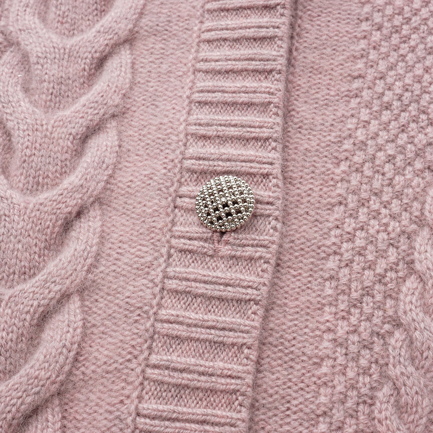 “Spring Diary” 100% Cashmere 立體編結針織開衫—Rosé Manuscript玫瑰詩稿