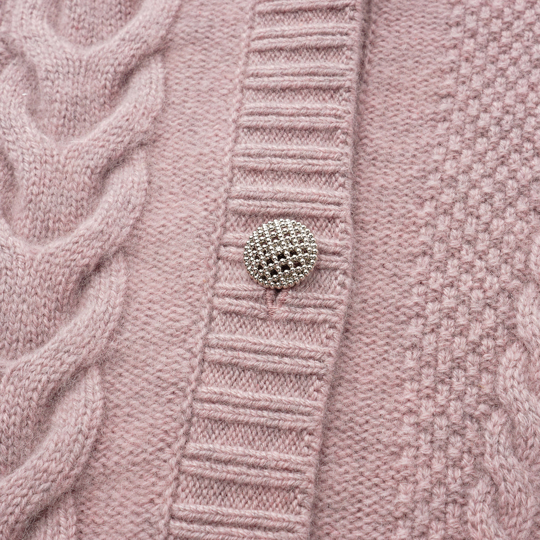 “Spring Diary” 100% Cashmere 立體編結針織開衫—Rosé Manuscript玫瑰詩稿