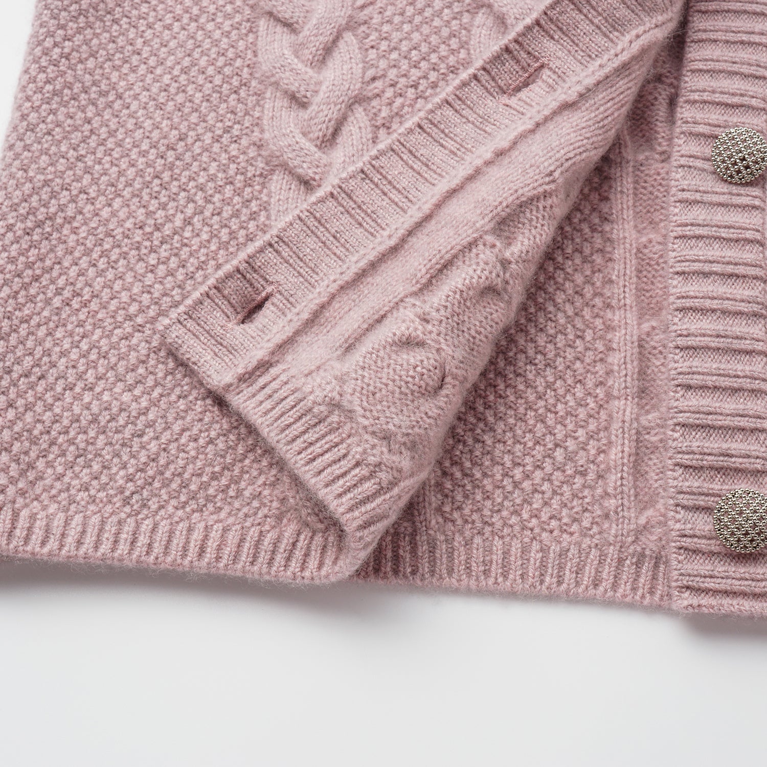 “Spring Diary” 100% Cashmere 立體編結針織開衫—Rosé Manuscript玫瑰詩稿