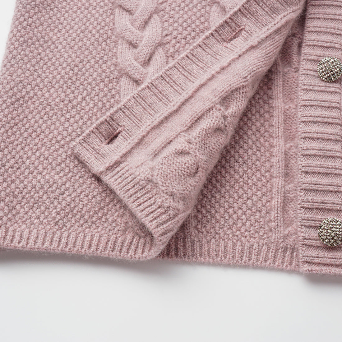 “Spring Diary” 100% Cashmere 立體編結針織開衫—Rosé Manuscript玫瑰詩稿