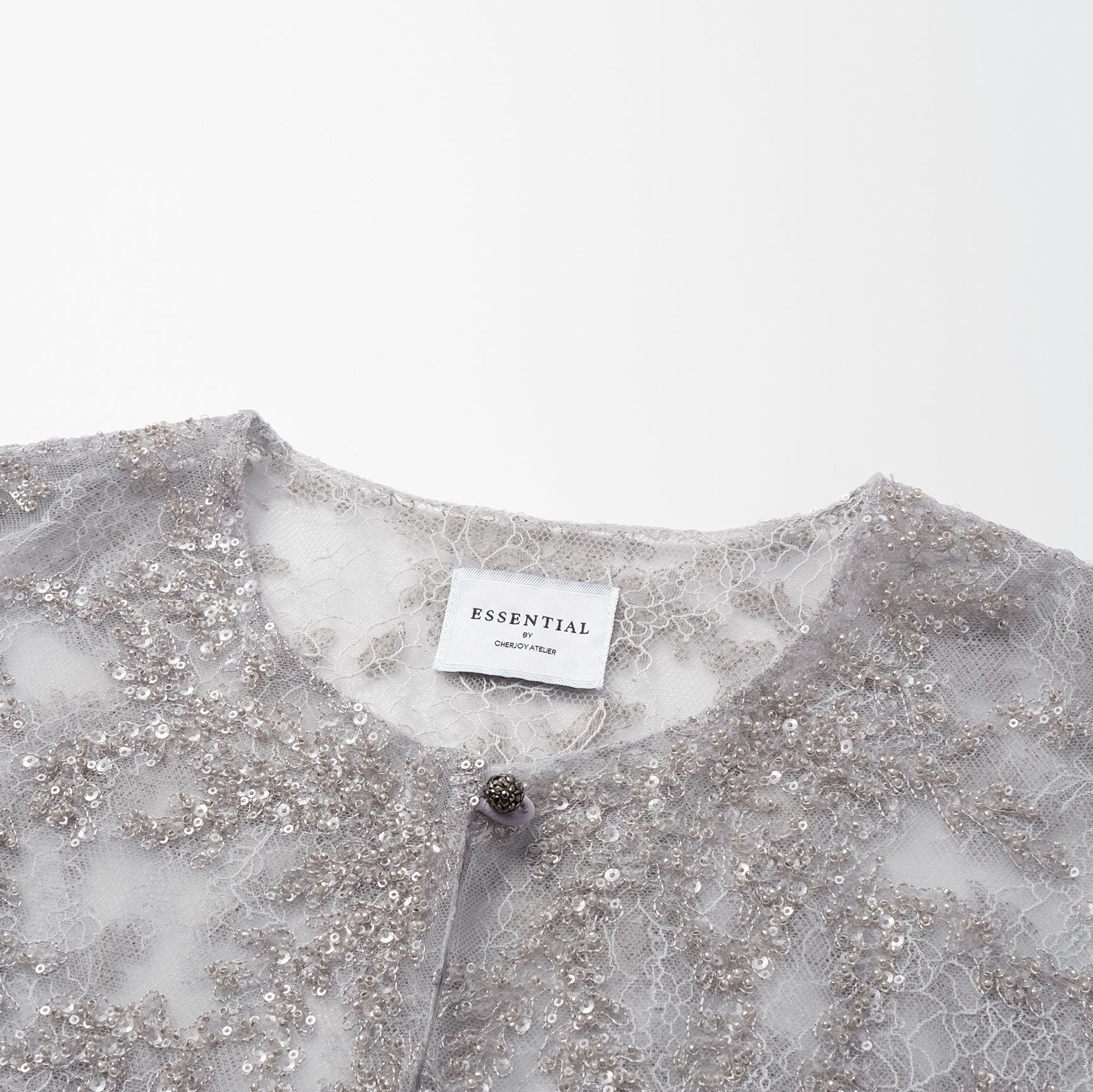 “茶宴” 奢華珠綉蕾絲輕國風披肩外套—Silver