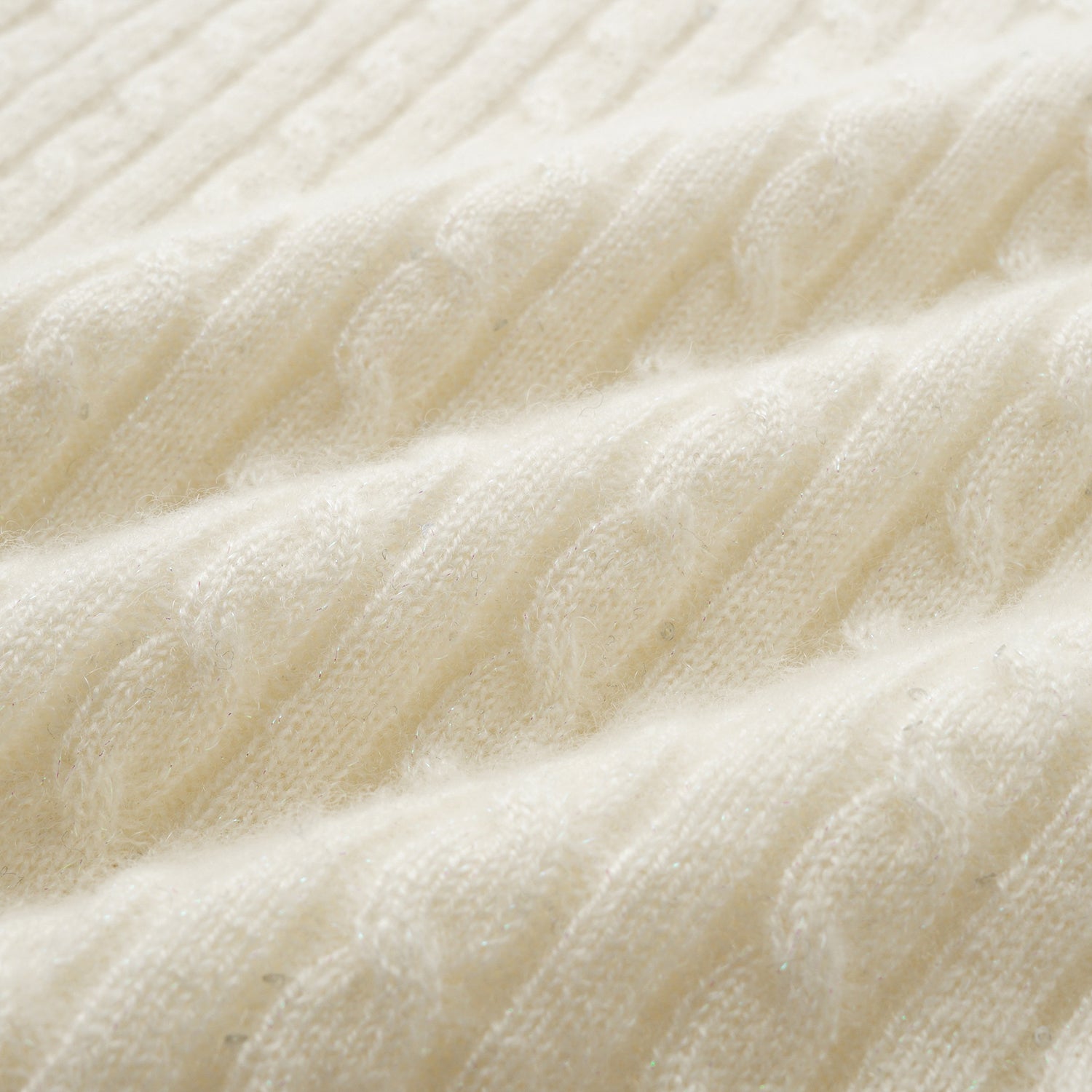 “Autumn Diary” 100% Cashmere 亮片麻花編織針織背心—Sandal Light檀香白茶