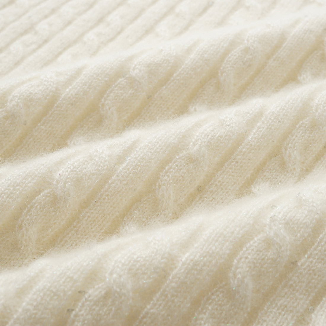 “Autumn Diary” 100% Cashmere 亮片麻花編織針織背心—Sandal Light檀香白茶