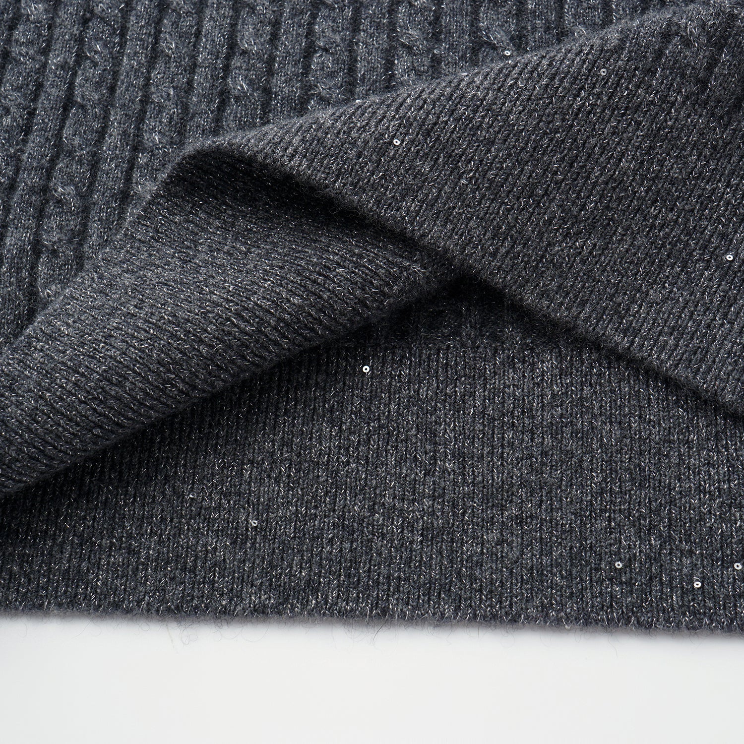 “Autumn Diary” 100% Cashmere 亮片麻花編織針織背心—Cedar Smoke雪松煙衫