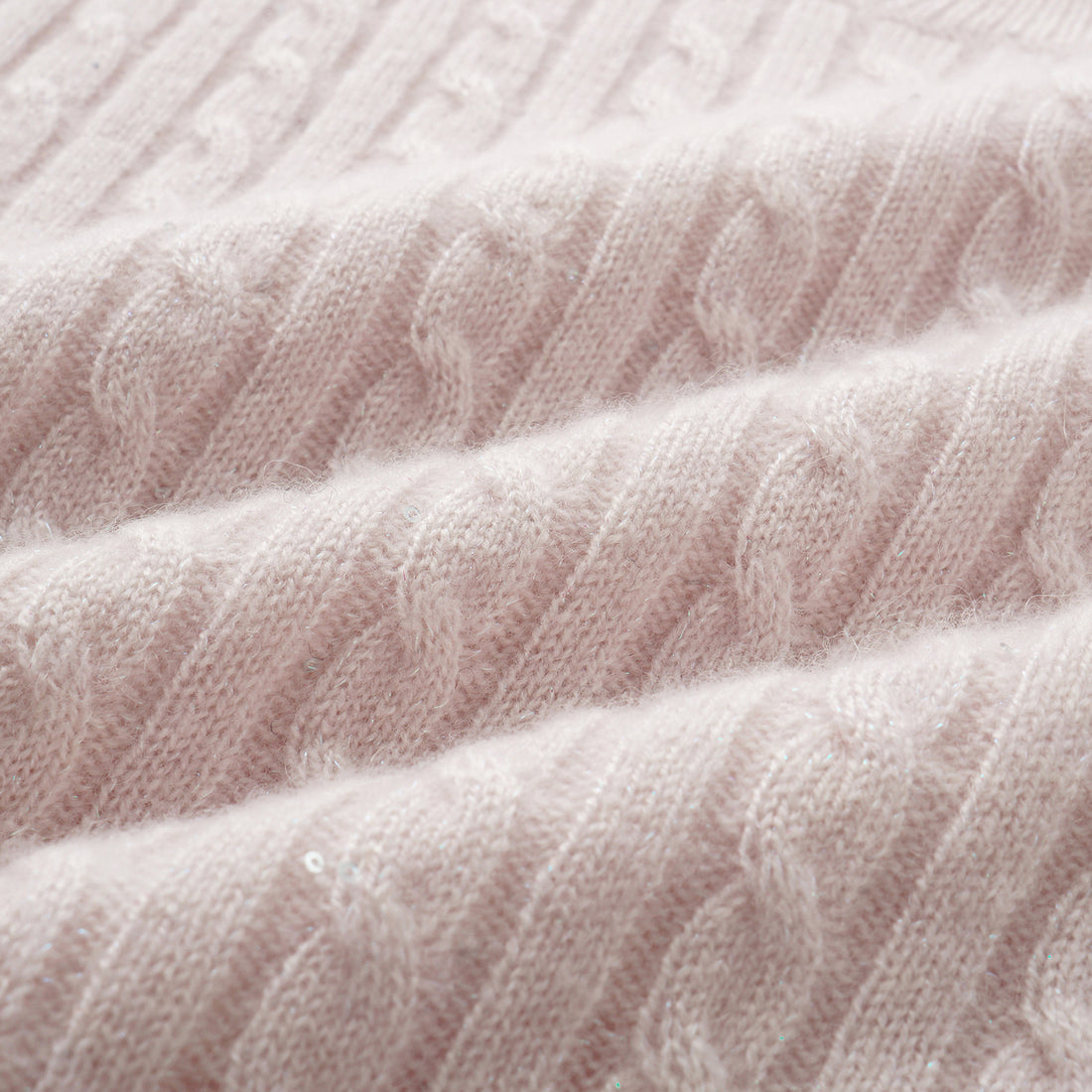 “Autumn Diary” 100% Cashmere 亮片麻花編織針織背心—Blush Peony玫瑰晨露