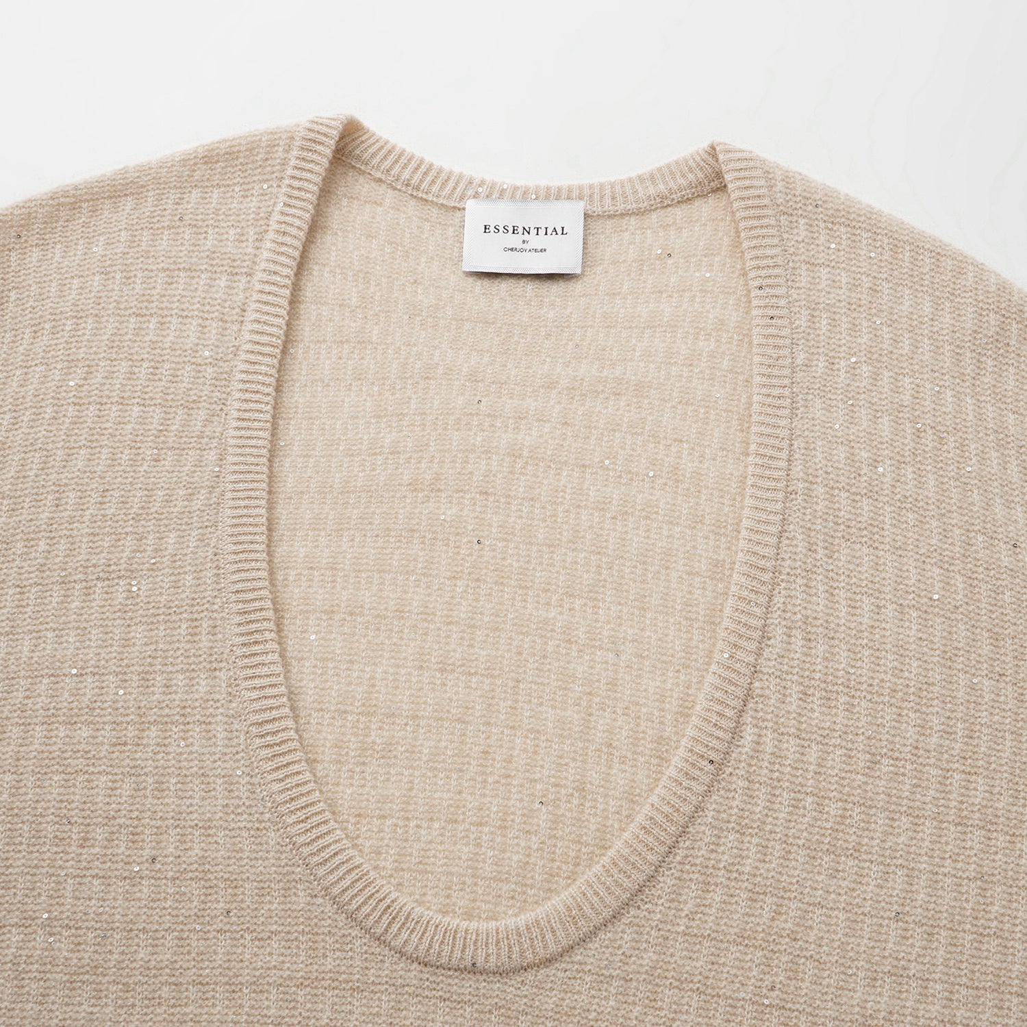 “Autumn Diary” 100% Cashmere極細絨柔星點低弧領針織上衣—Dream of Wheatfield麥田之夢