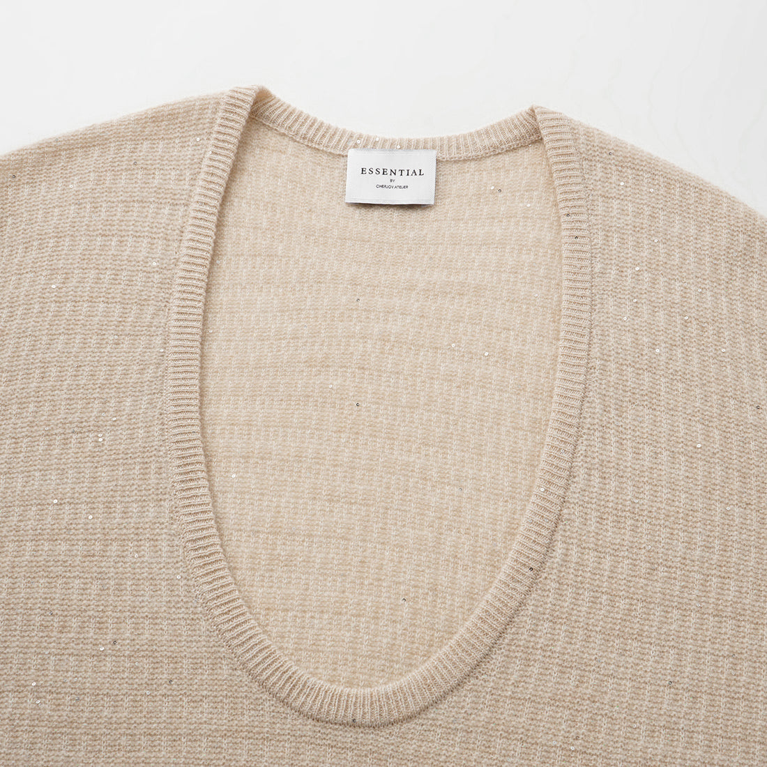 “Autumn Diary” 100% Cashmere極細絨柔星點低弧領針織上衣—Dream of Wheatfield麥田之夢