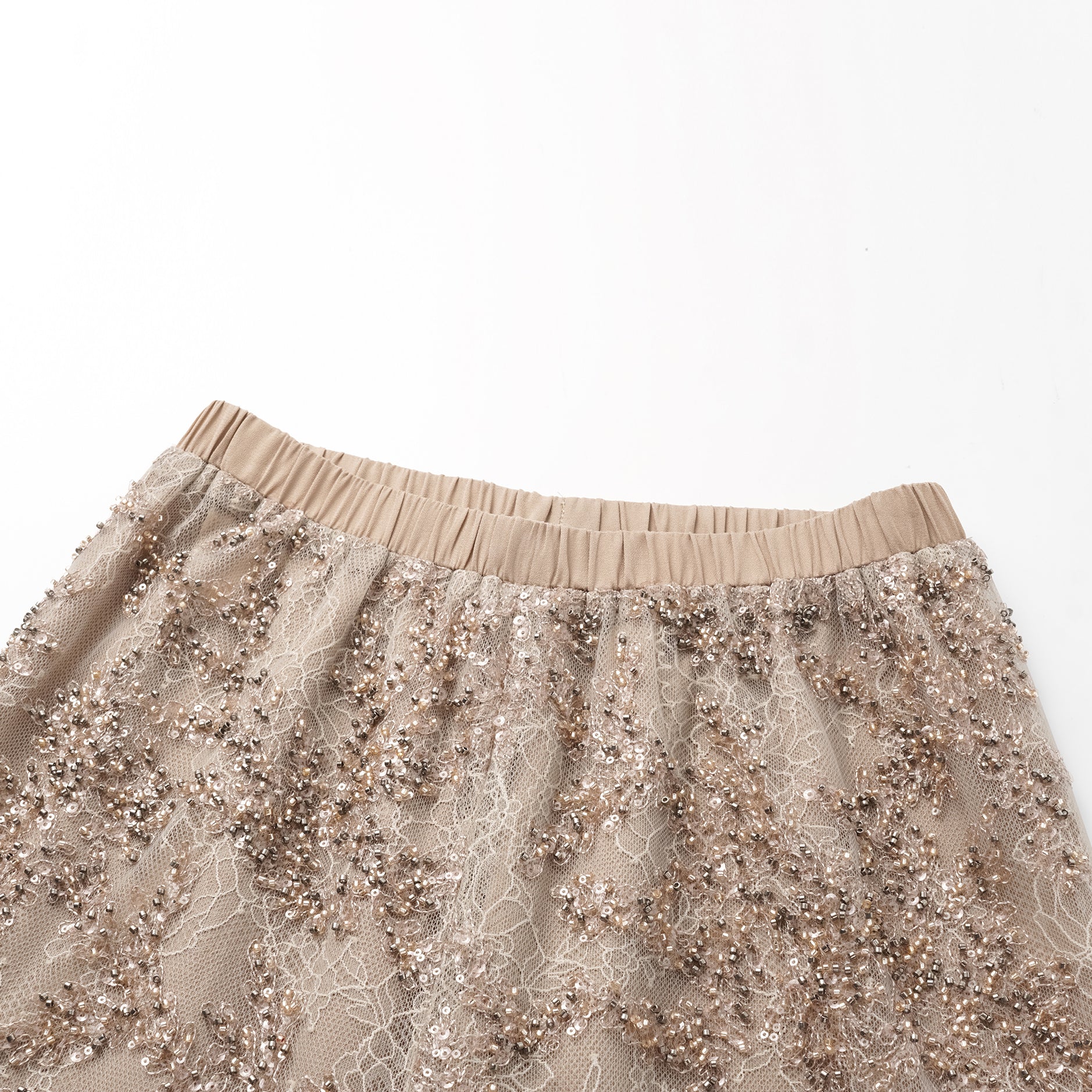 “茶宴” 奢華珠綉蕾絲輕國風闊腿長褲—Gold