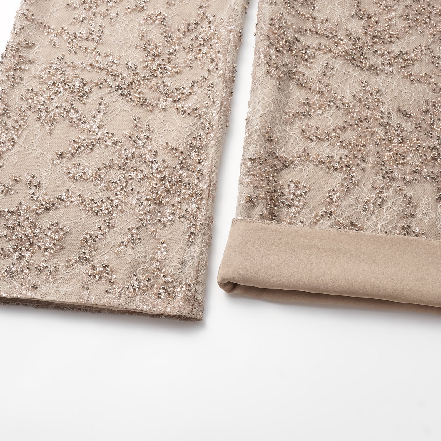 “茶宴” 奢華珠綉蕾絲輕國風闊腿長褲—Gold