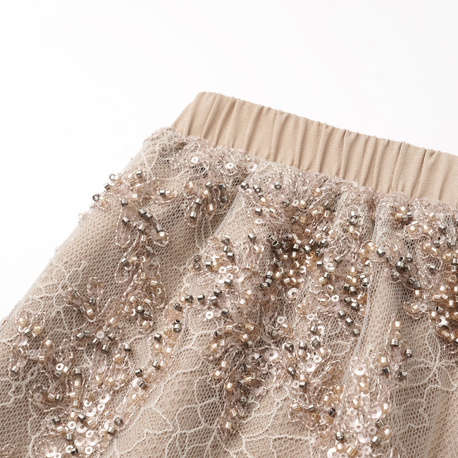 “茶宴” 奢華珠綉蕾絲輕國風闊腿長褲—Gold