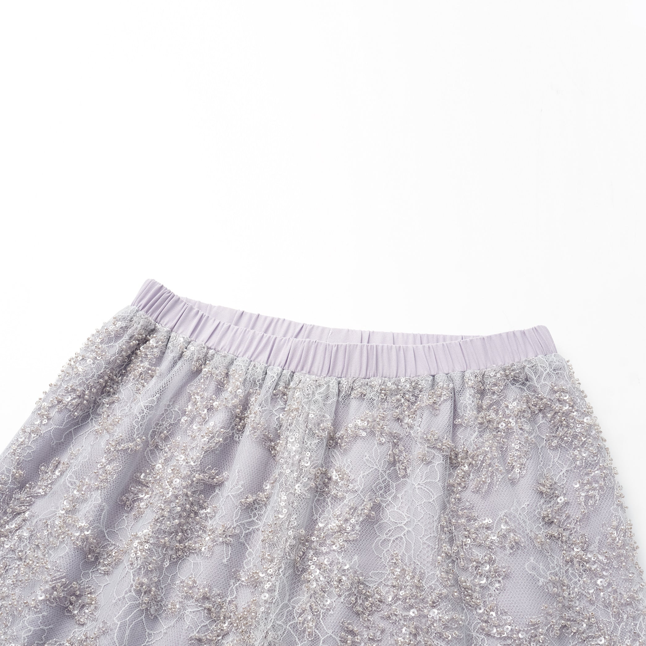 “茶宴” 奢華珠綉蕾絲輕國風闊腿長褲—Silver