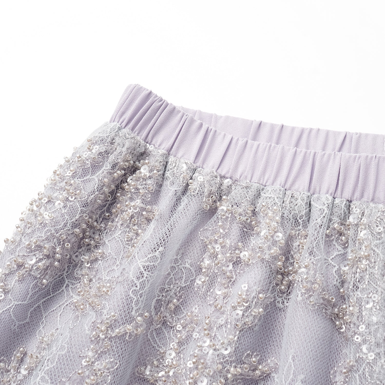 “茶宴” 奢華珠綉蕾絲輕國風闊腿長褲—Silver