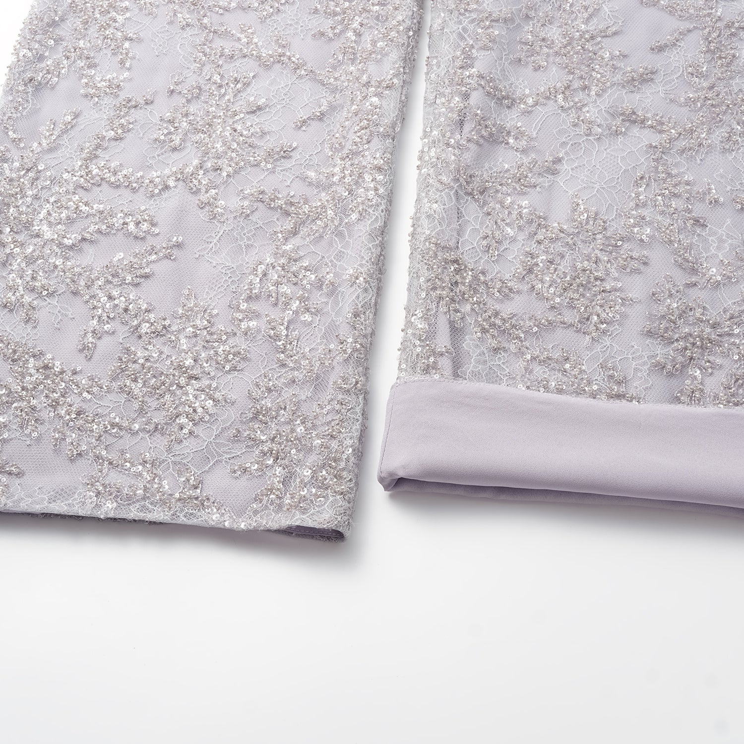 “茶宴” 奢華珠綉蕾絲輕國風闊腿長褲—Silver