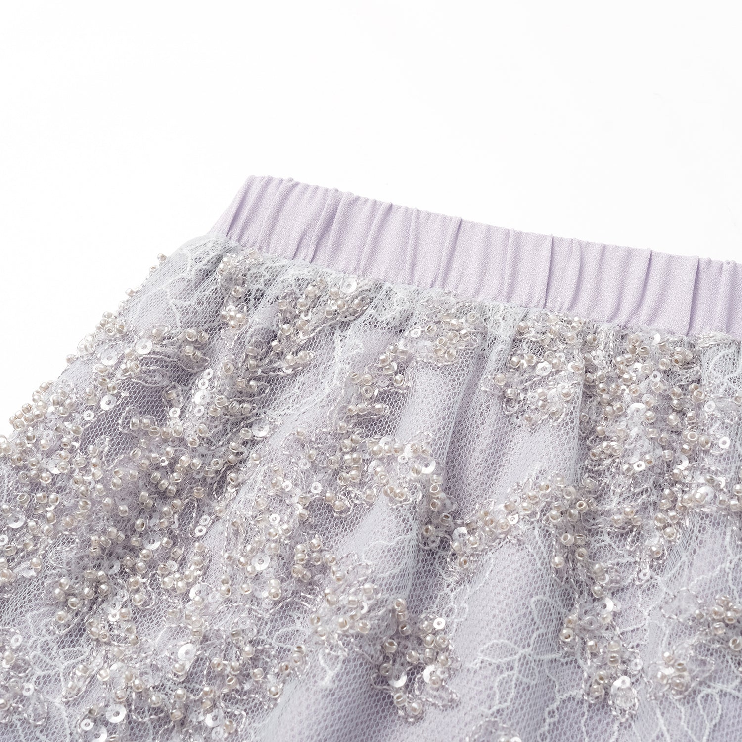 “茶宴” 奢華珠綉蕾絲輕國風闊腿長褲—Silver