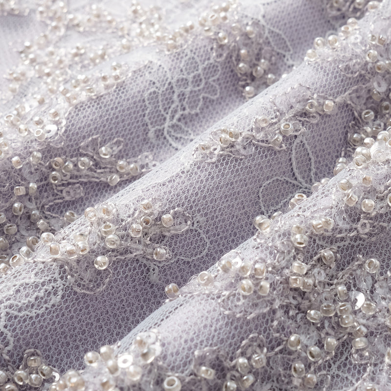 “茶宴” 奢華珠綉蕾絲輕國風闊腿長褲—Silver