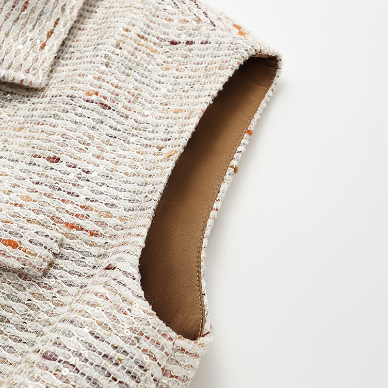 "Oxford Autumn Elegance" Tweed Vest - White and Multicolor 