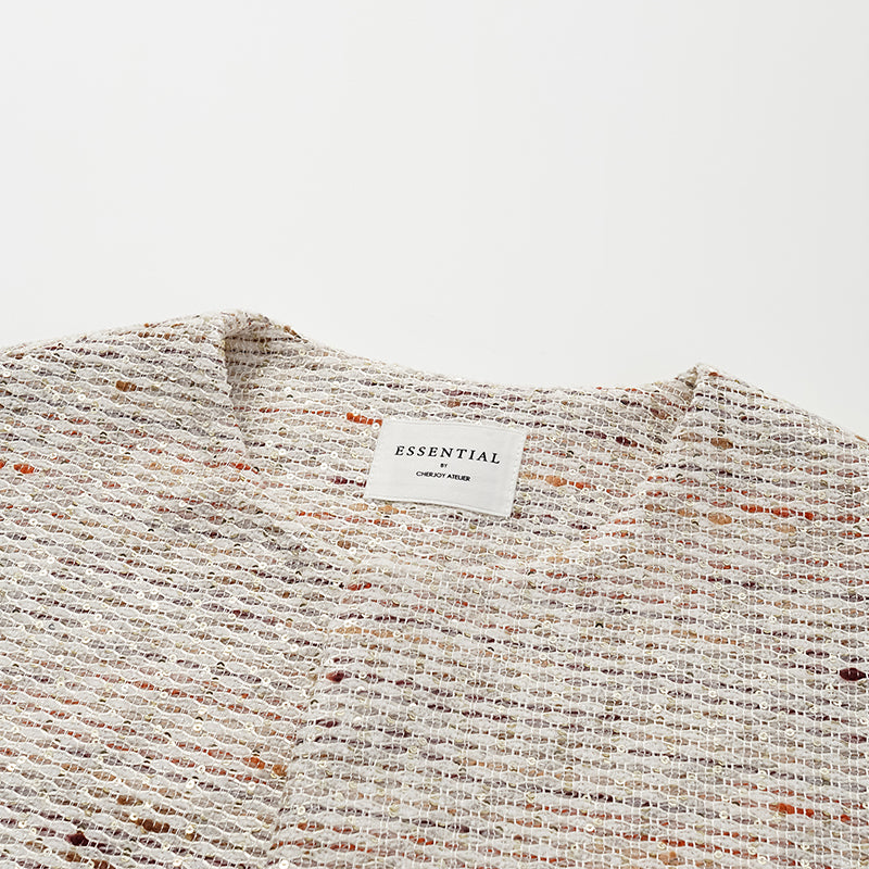 "Oxford Autumn Elegance" Tweed Oversized Jacket - White and Multicolor 