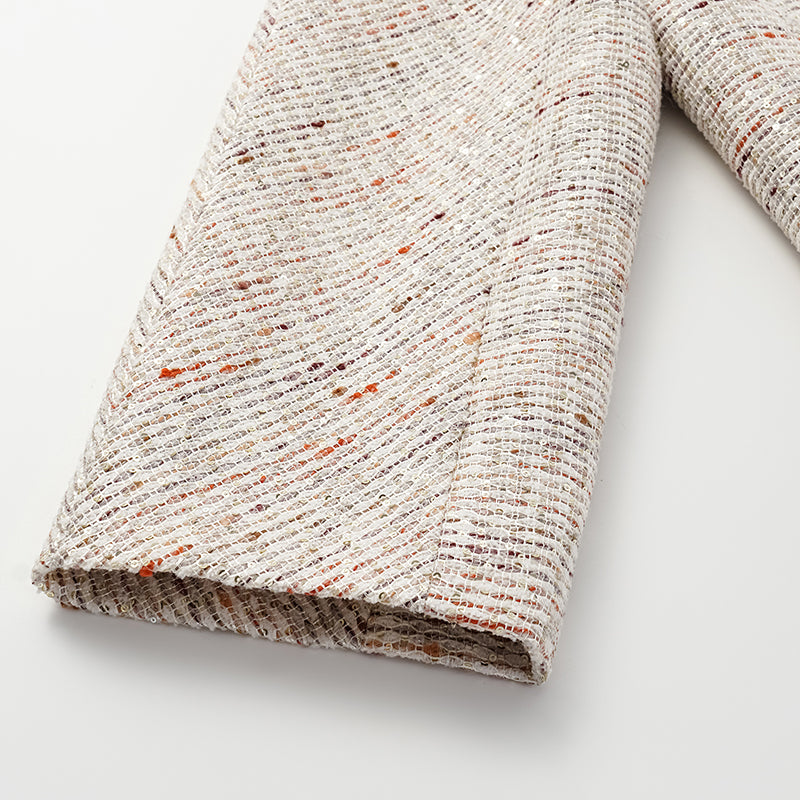 "Oxford Autumn Elegance" Tweed Oversized Jacket - White and Multicolor 