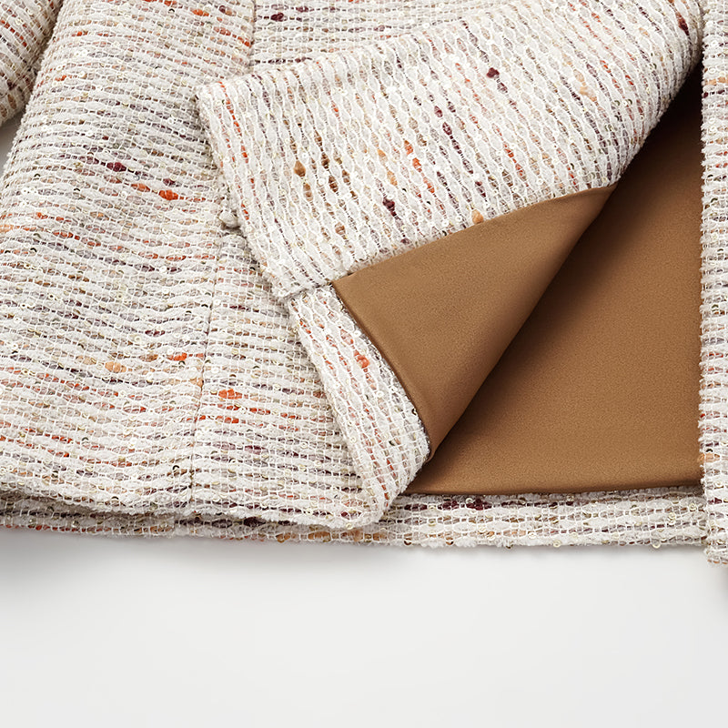 "Oxford Autumn Elegance" Tweed Oversized Jacket - White and Multicolor 