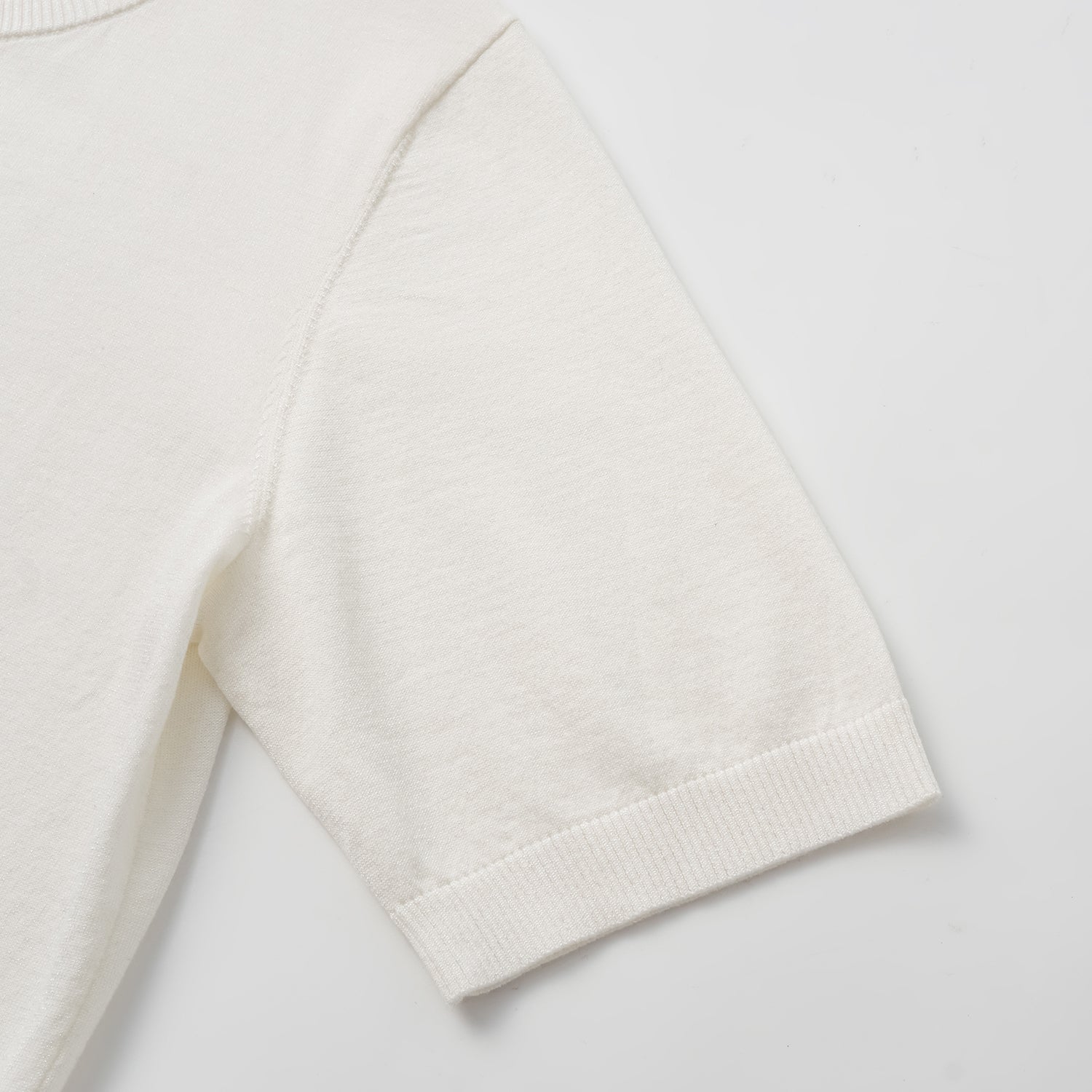 "Summer Diary" 涼感三醋酸喀什米爾針織短袖開衫—PURE