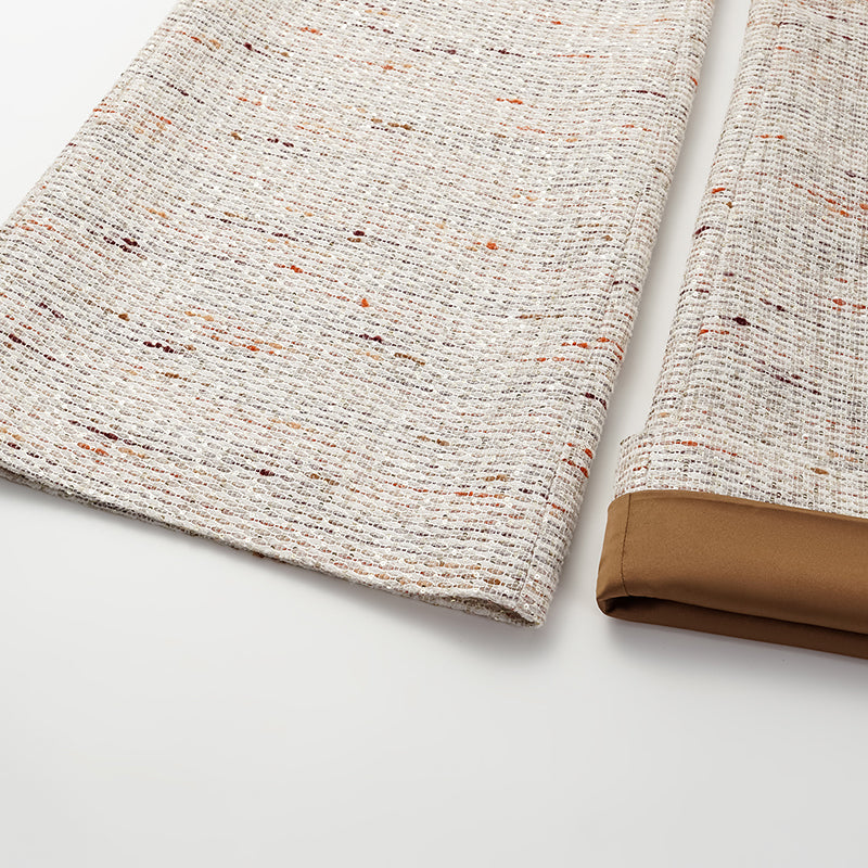 "Oxford Autumn Elegance" Tweed Wide Pants - White and Multicolor 