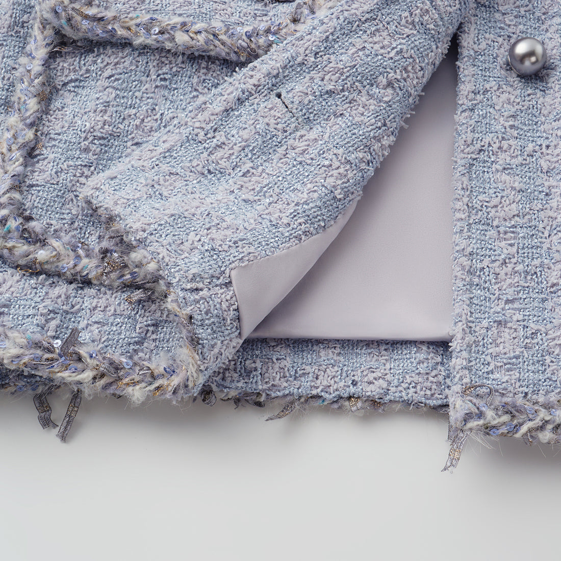 “Tokyo’Hours” 西班牙千鳥紋簇絨工藝Oversized花呢外套—Violet Hour紫韻漫境