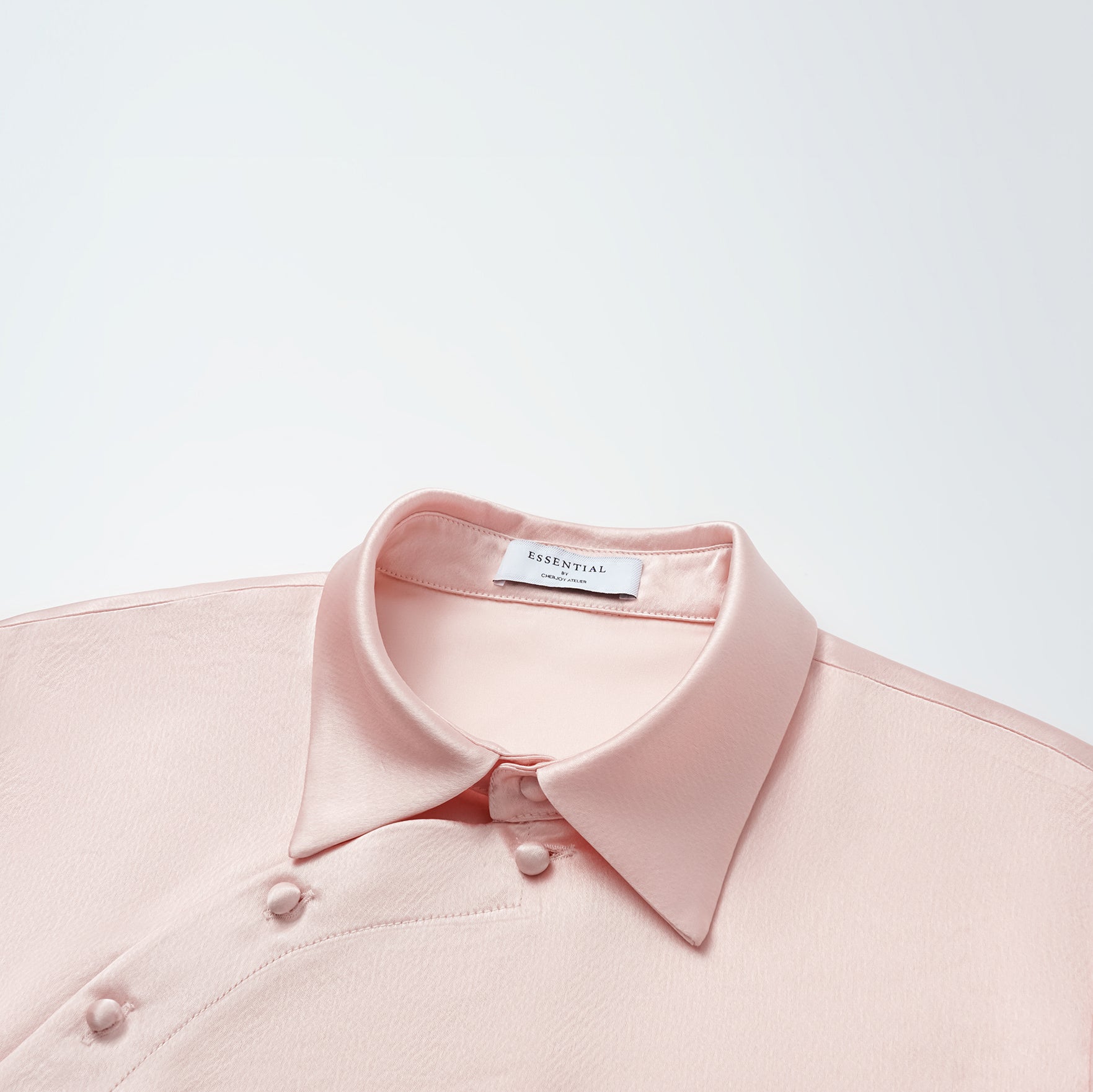 “春意” 晶鱗肌理醋酸輕中式襯衫—櫻花粉