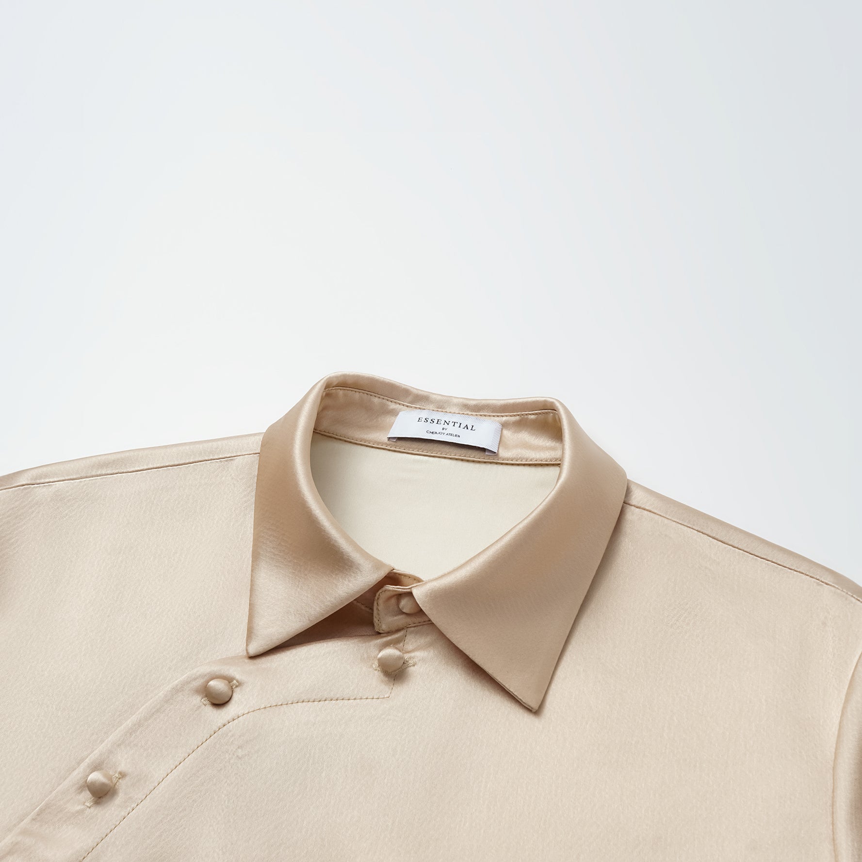 “春意” 晶鱗肌理醋酸輕中式襯衫—香檳金