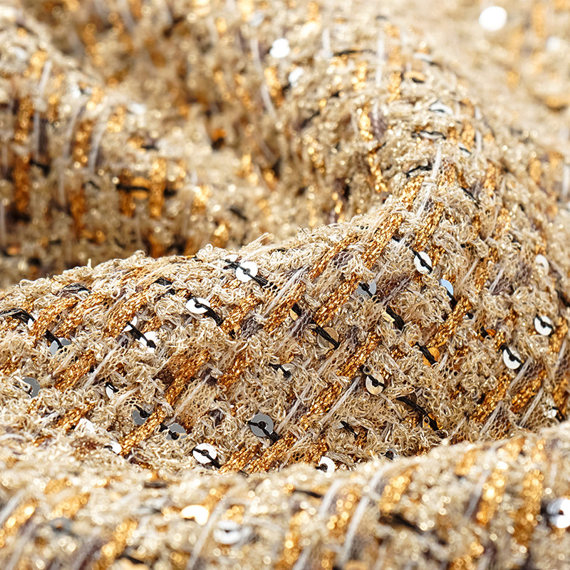 “Brunch at Ritz.” Tweed Long Vest Dress—Golden Hours 