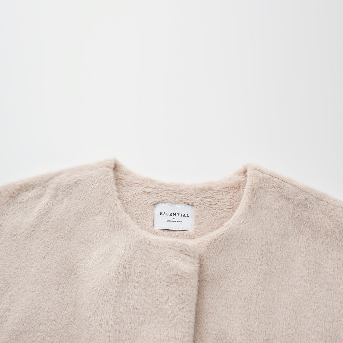 “Imperial Gala” 柔奢霧絨環保皮草長版馬甲背心—Rosy Charm緞杏凝福