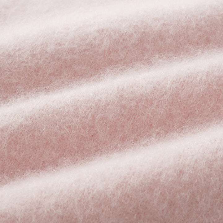 “Winter Diary” 100%Cashmere極細絨柔梳纖工藝立領五分袖上衣—Cotton Blush棉花蜜粉