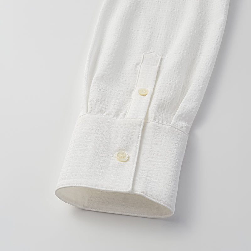 “Easy go Chic” 華夫格墊肩襯衫/短褲套裝—白